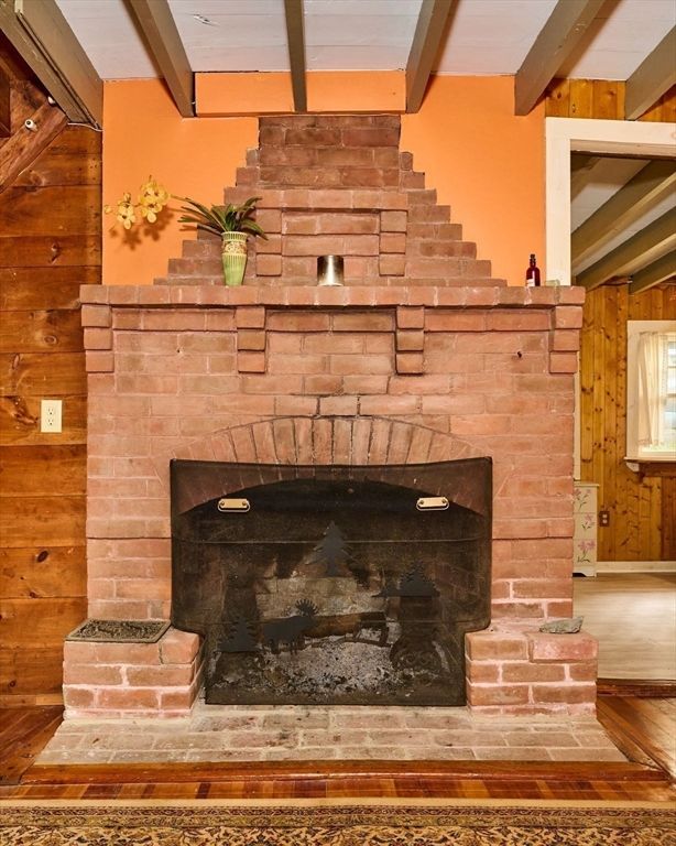 Fireplace, Interior, Wood Texture Flooring