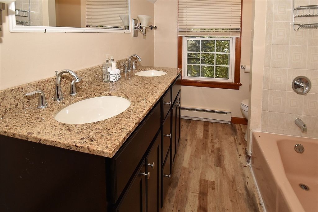 Bathroom, Dual Sink Vanities, Interior, Wood Texture Flooring