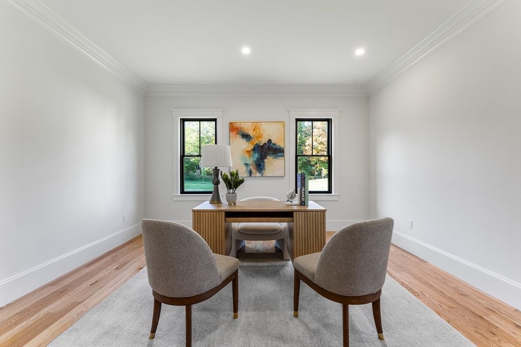 Home Office, Interior, Recessed Lighting, Wood Texture Flooring