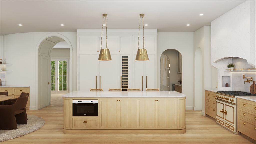 Interior, Kitchen, Pendant Lights, Recessed Lighting, Wood Texture Flooring