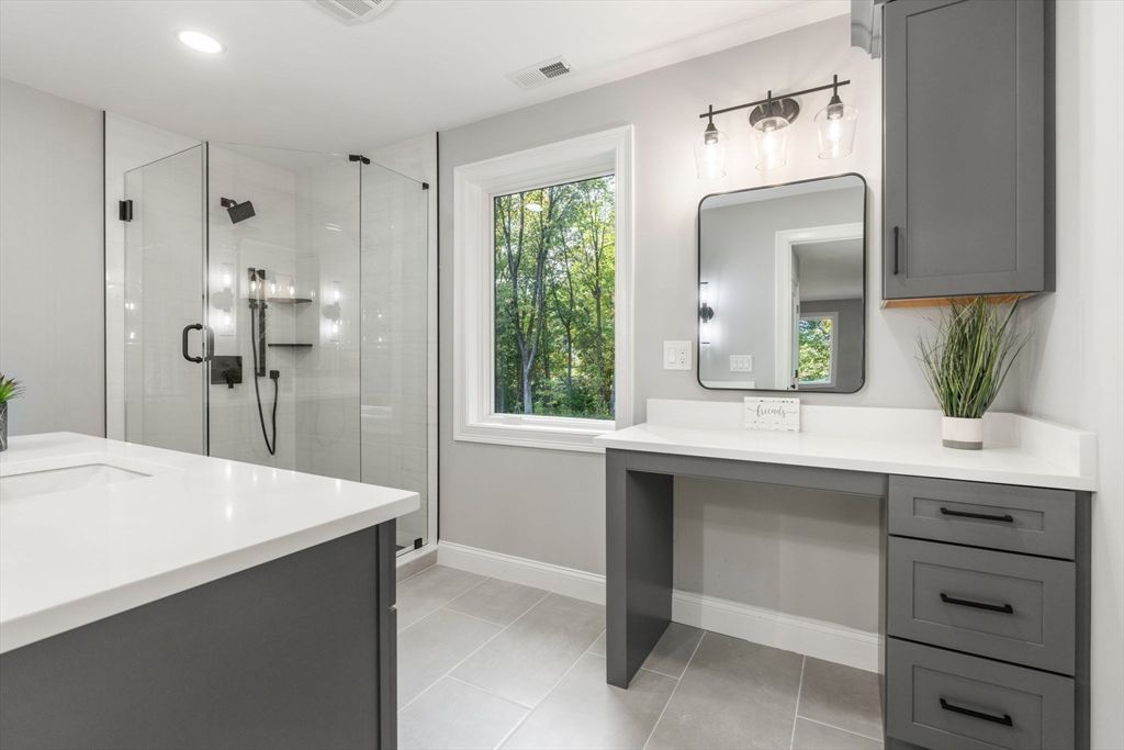 Bathroom, Glass Shower, Interior, Recessed Lighting