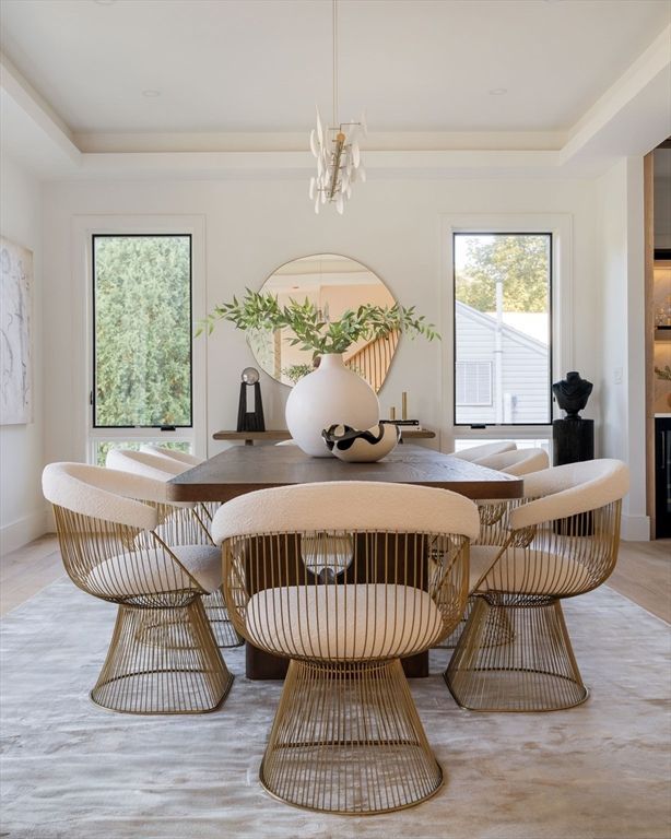 Chandelier, Dining room, Interior, Pendant Lights, Wood Texture Flooring