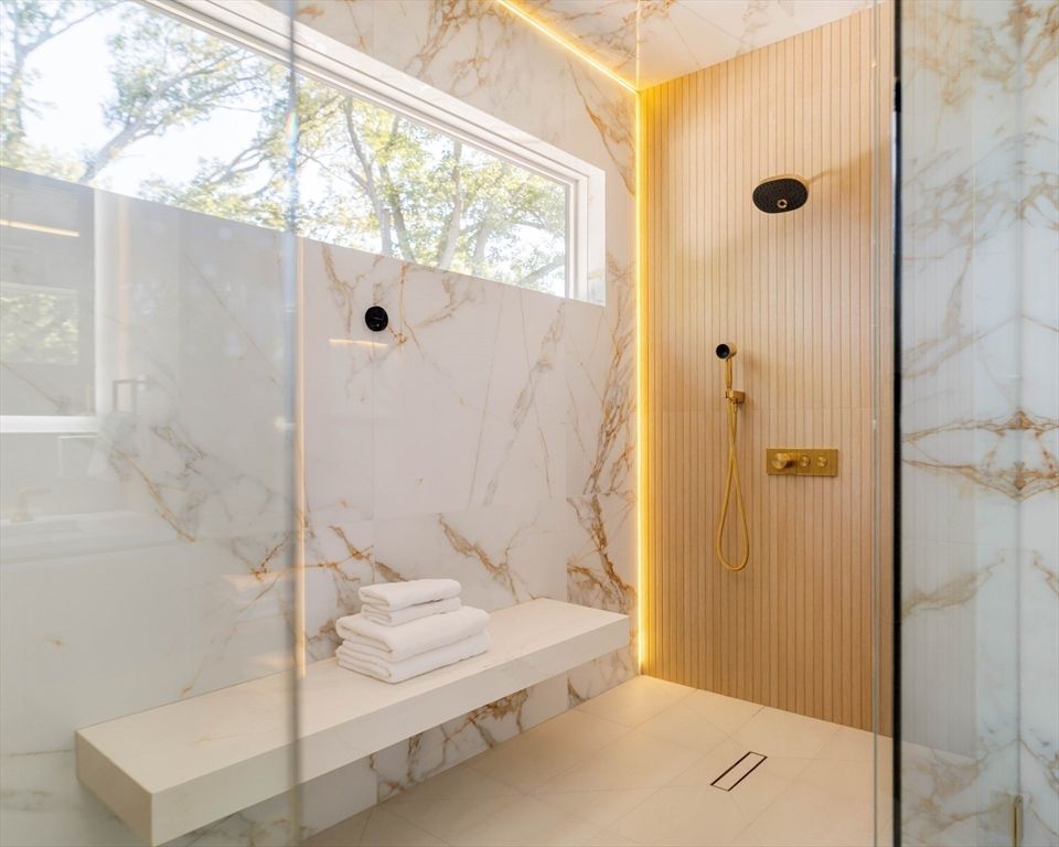 Bathroom, Glass Shower, Interior, Marble Walls