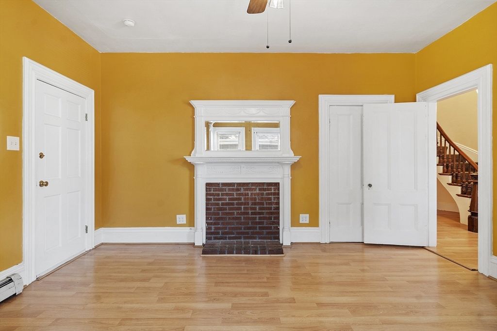 Fireplace, Interior, Wood Texture Flooring