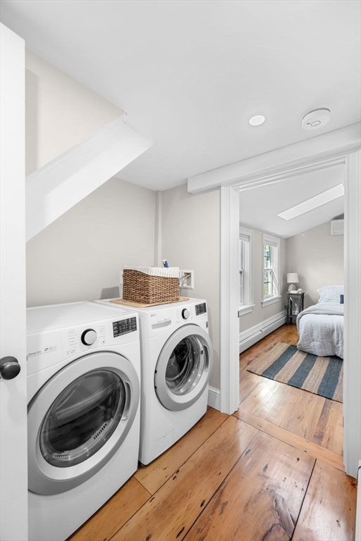 Bedroom, Interior, Recessed Lighting, Washer, Wood Texture Flooring