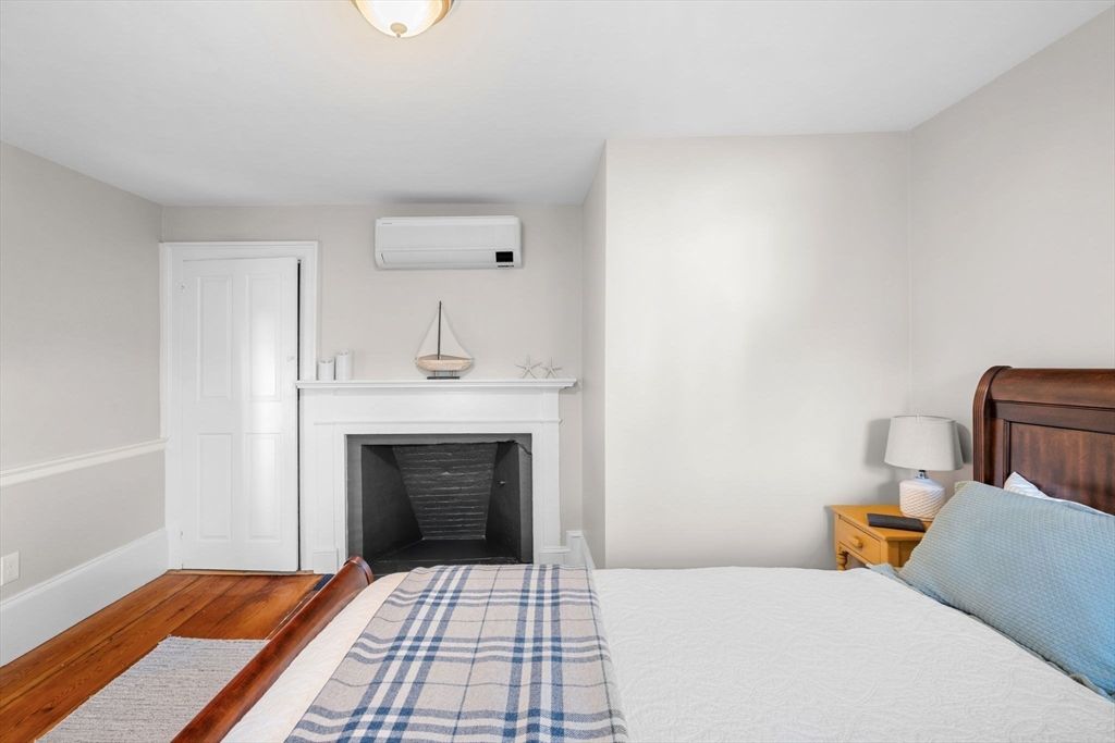 Bedroom, Fireplace, Interior, Wood Texture Flooring