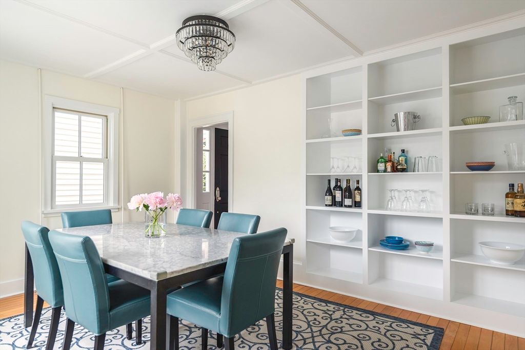 Chandelier, Dining room, Interior, Wood Texture Flooring