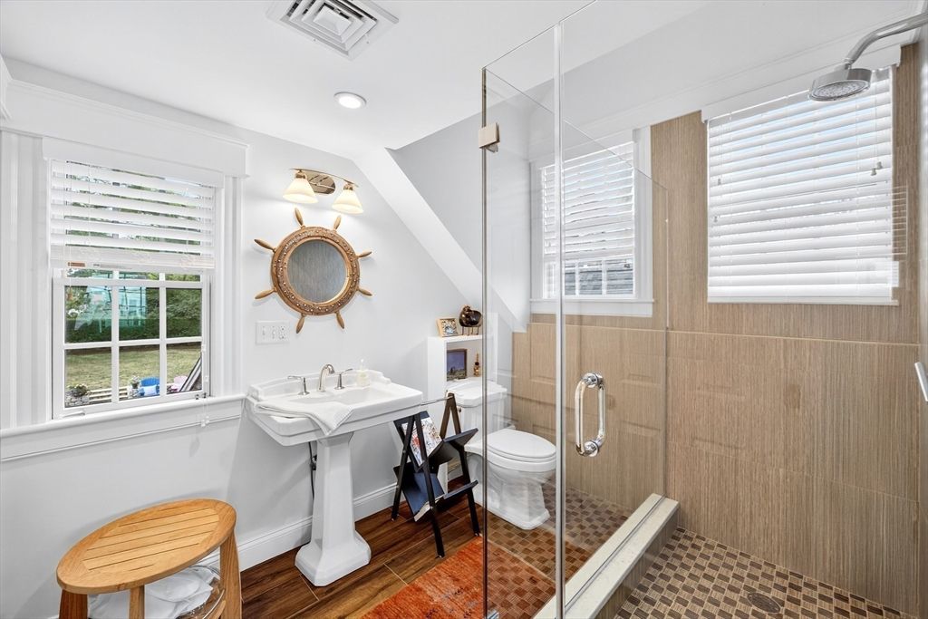 Bathroom, Glass Shower, Interior, Recessed Lighting