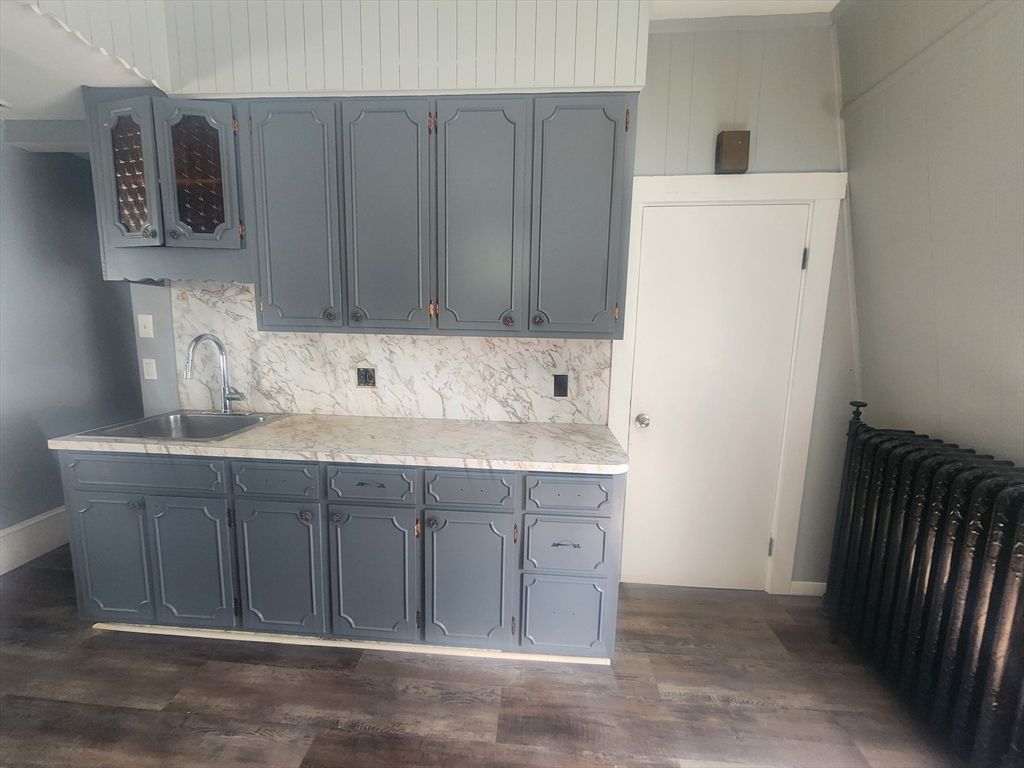 Interior, Kitchen, Marble Walls, Wood Texture Flooring