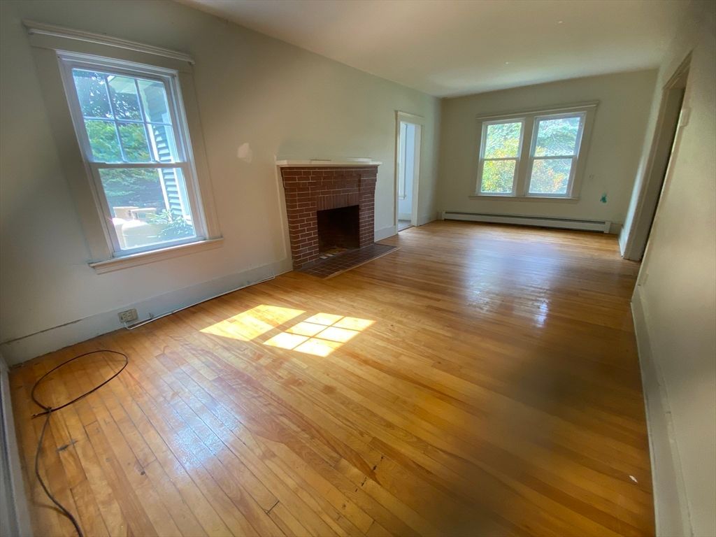 Empty room, Fireplace, Interior, Wood Texture Flooring