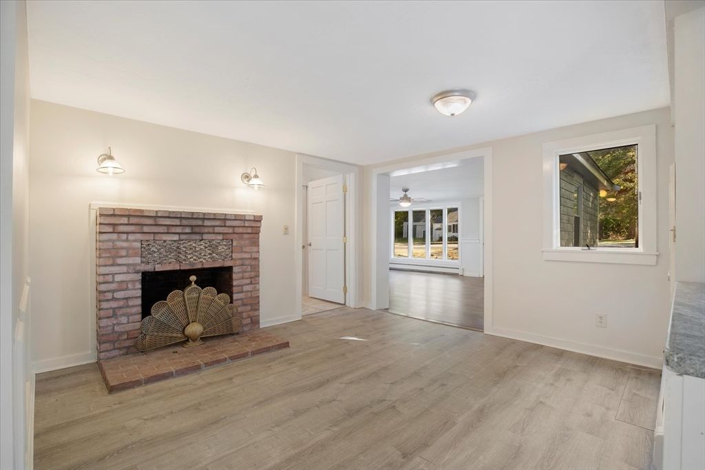 Empty room, Fireplace, Interior, Wood Texture Flooring