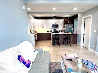 Interior, Kitchen, Living room, Pendant Lights, Recessed Lighting, Stainless Steel Appliances, Wood Texture Flooring