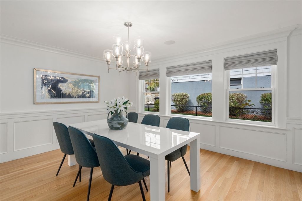Chandelier, Dining room, Interior, Wood Texture Flooring