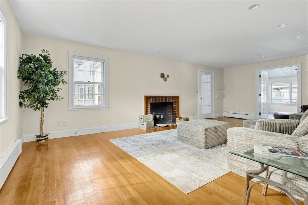 Fireplace, Interior, Recessed Lighting, Wood Texture Flooring