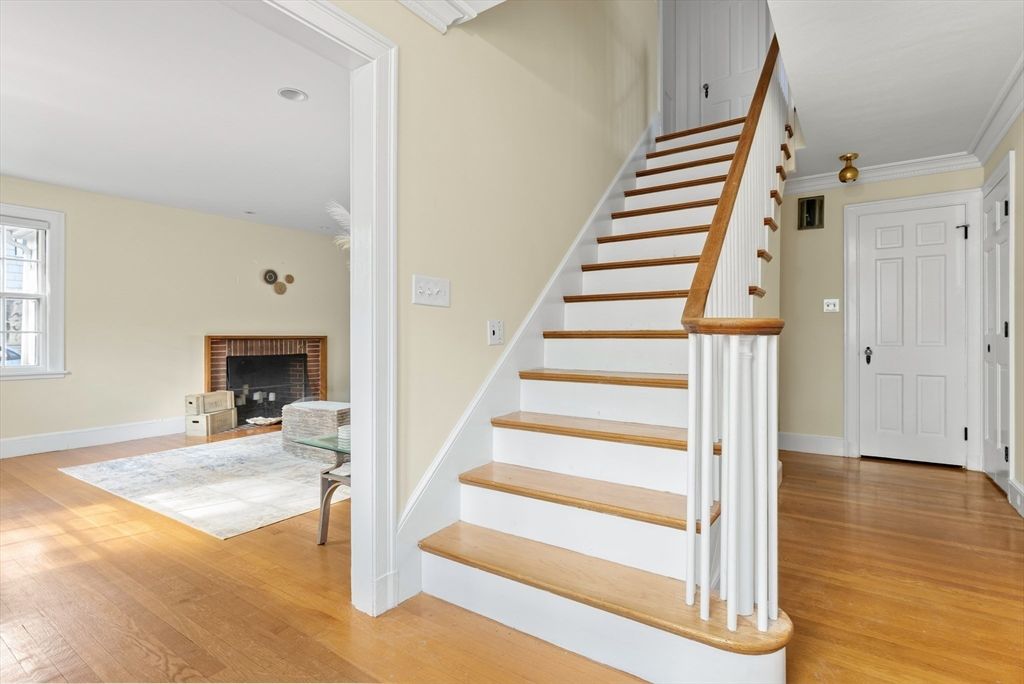 Fireplace, Interior, Recessed Lighting, Wood Texture Flooring