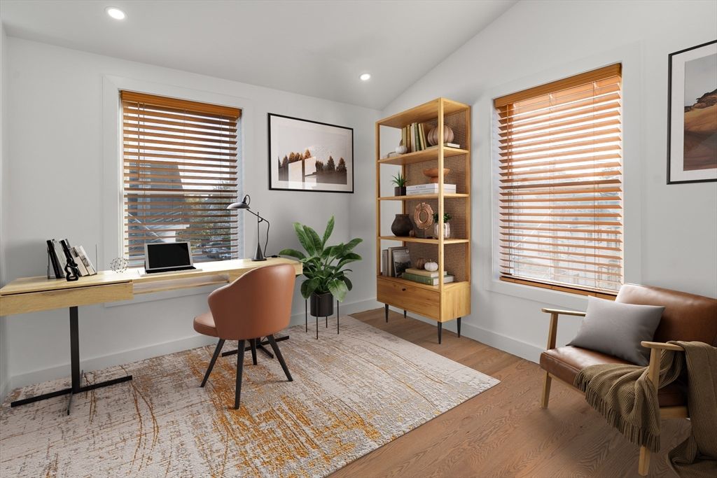 Home Office, Interior, Recessed Lighting, Wood Texture Flooring