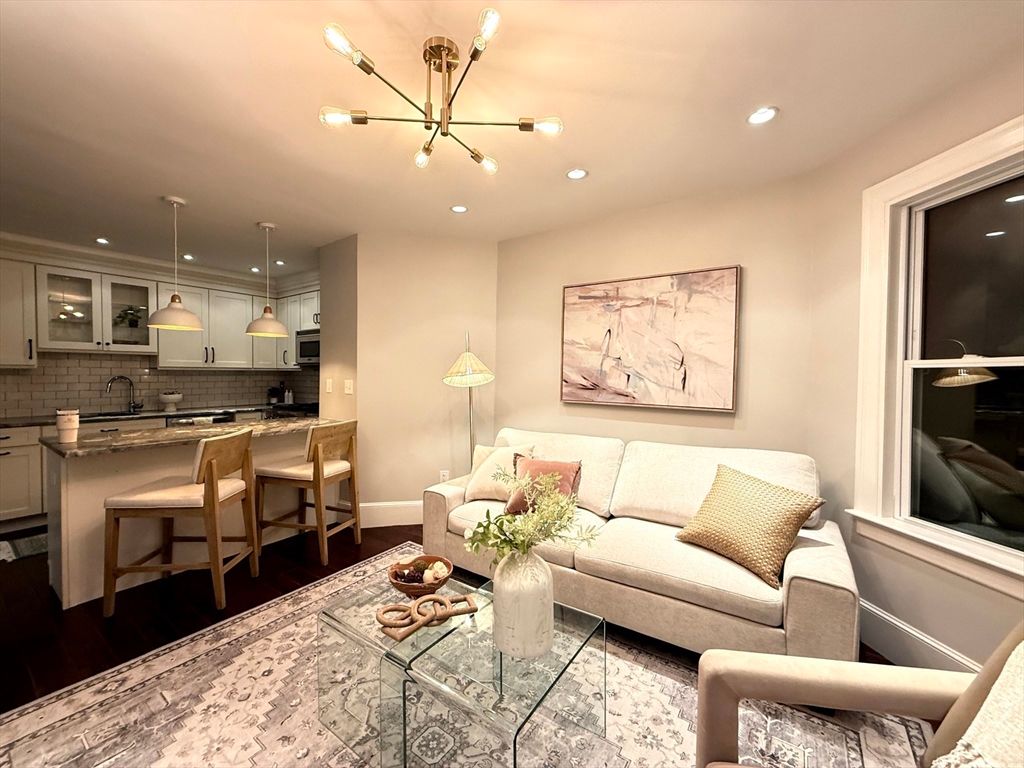 Interior, Kitchen, Living room, Pendant Lights, Recessed Lighting, Stainless Steel Appliances, Wood Texture Flooring