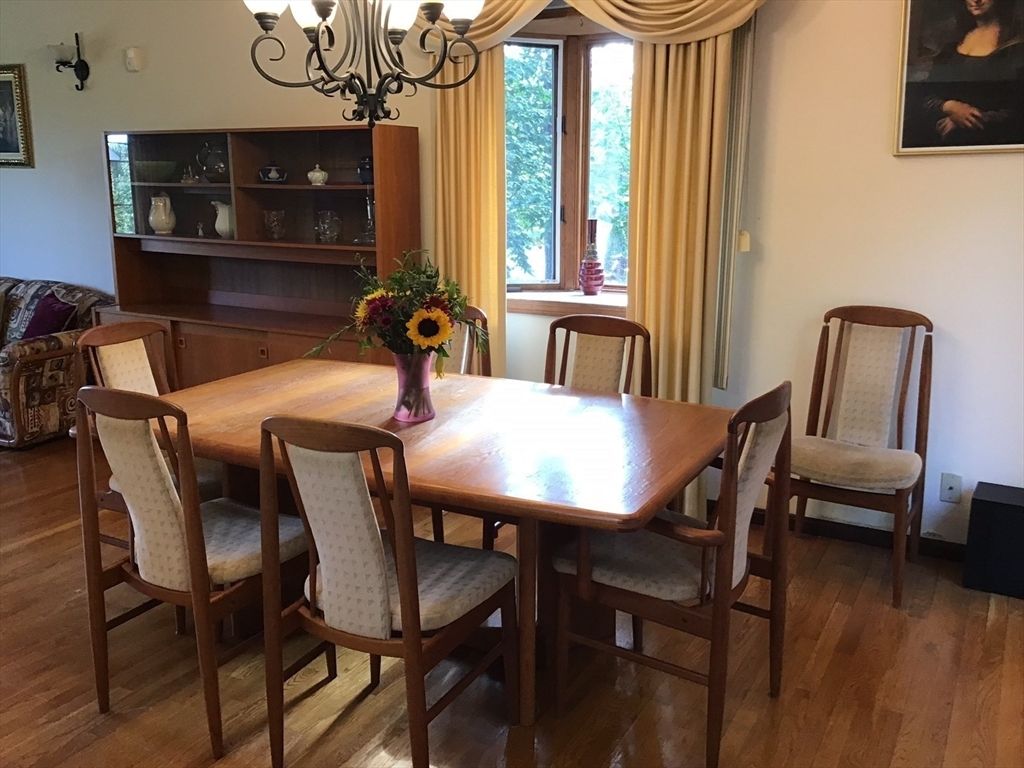 Chandelier, Dining room, Interior, Wood Texture Flooring