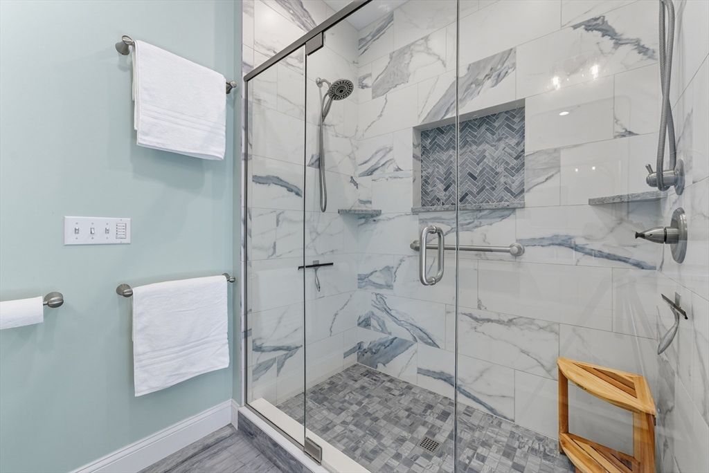 Bathroom, Glass Shower, Interior, Marble Walls