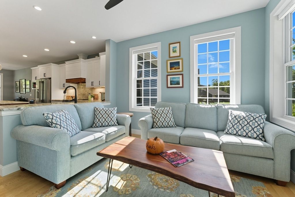 Interior, Kitchen, Living room, Recessed Lighting, Stainless Steel Appliances, Wood Texture Flooring