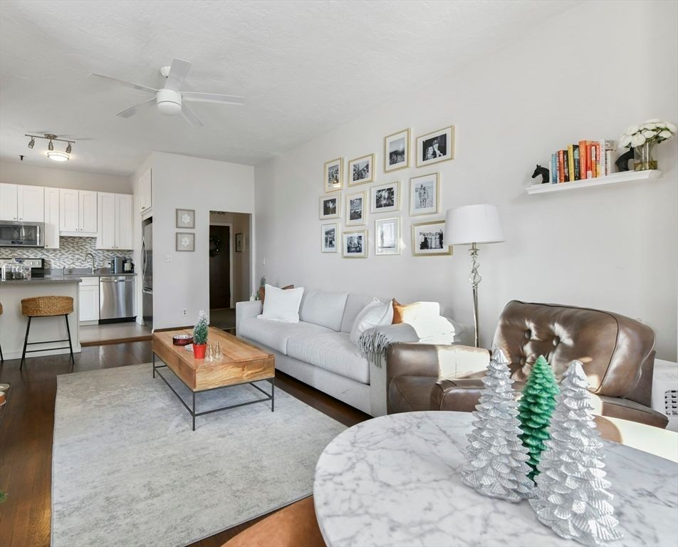 Interior, Kitchen, Living room, Stainless Steel Appliances, Wood Texture Flooring