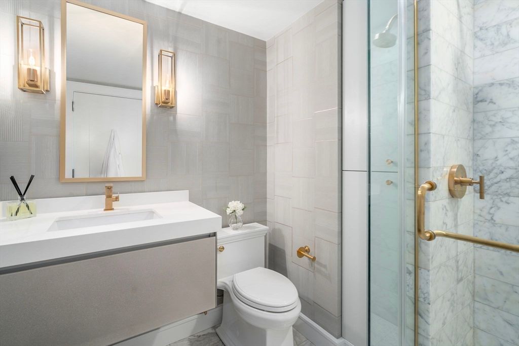 Bathroom, Glass Shower, Interior, Marble Walls