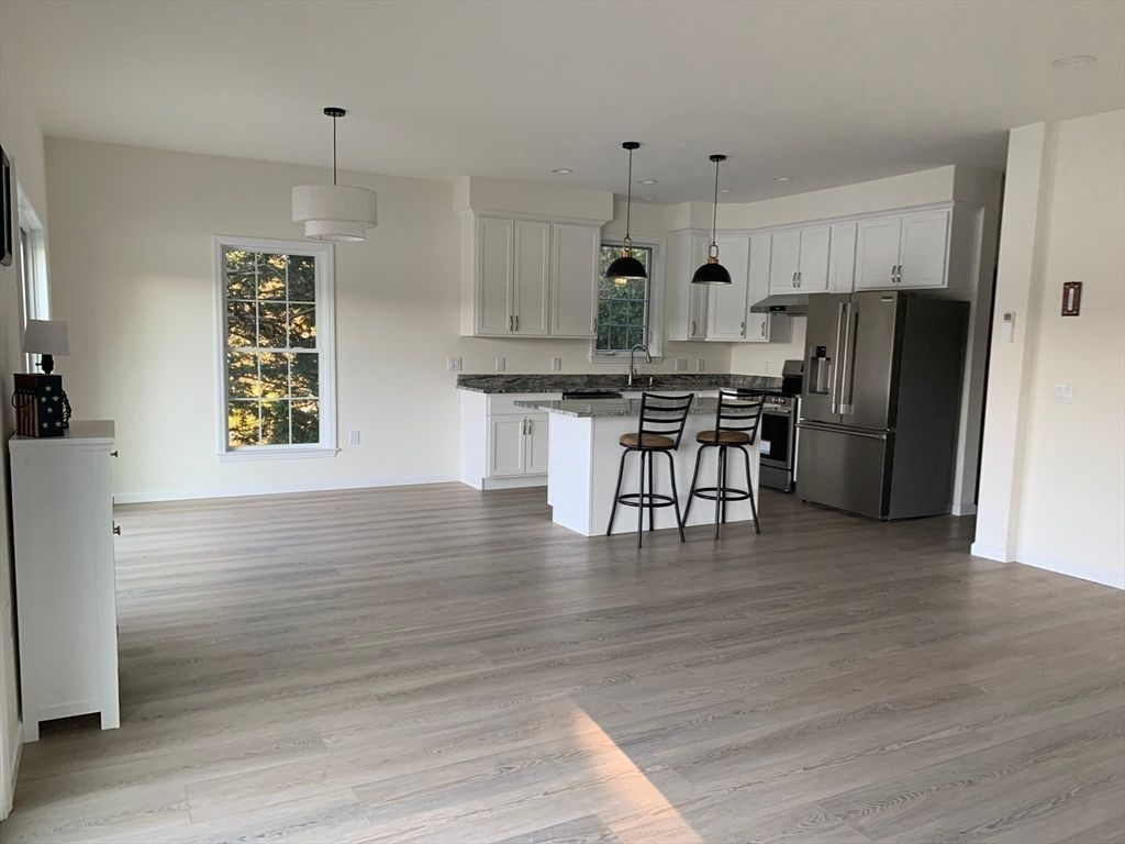 Interior, Kitchen, Pendant Lights, Wood Texture Flooring