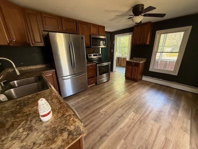 Interior, Kitchen, Stainless Steel Appliances, Wood Texture Flooring