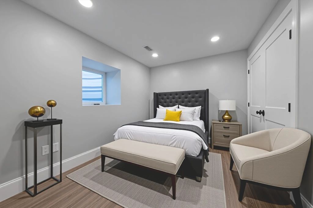 Bedroom, Interior, Recessed Lighting, Water, Wood Texture Flooring