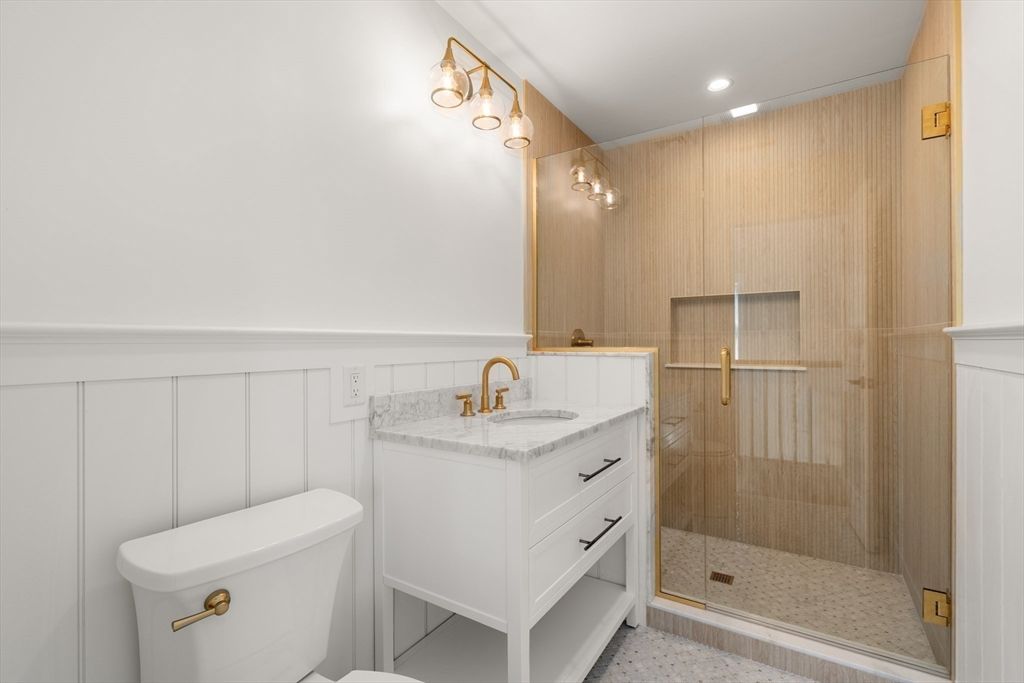 Bathroom, Glass Shower, Interior, Recessed Lighting