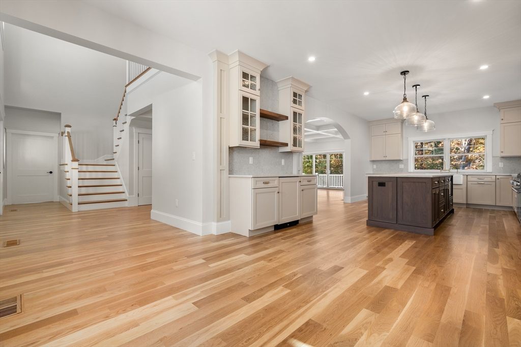 Interior, Kitchen, Pendant Lights, Recessed Lighting, Wood Texture Flooring