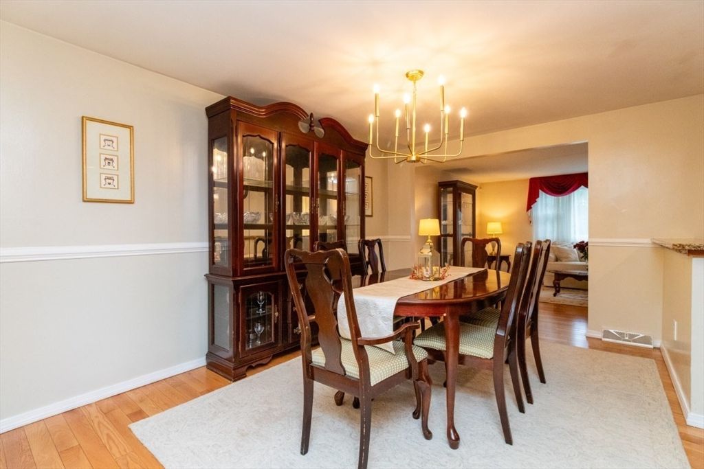 Chandelier, Dining room, Interior, Wood Texture Flooring