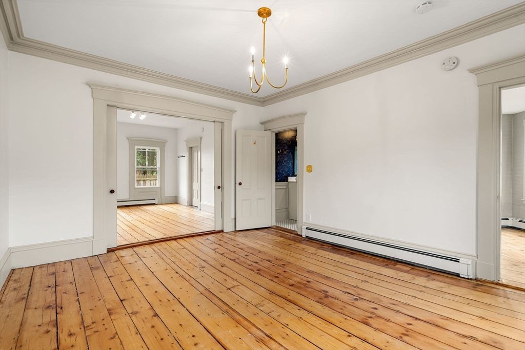 Empty room, Interior, Pendant Lights, Wood Texture Flooring