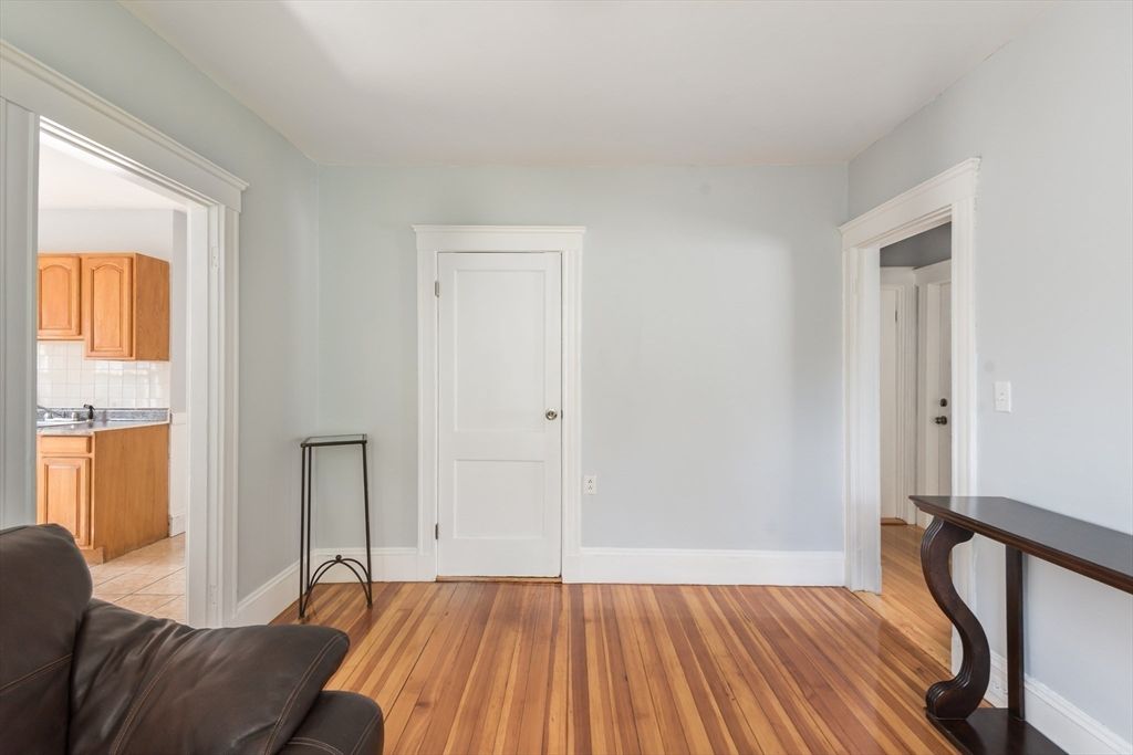 Interior, Kitchen, Tile Countertops, Wood Texture Flooring
