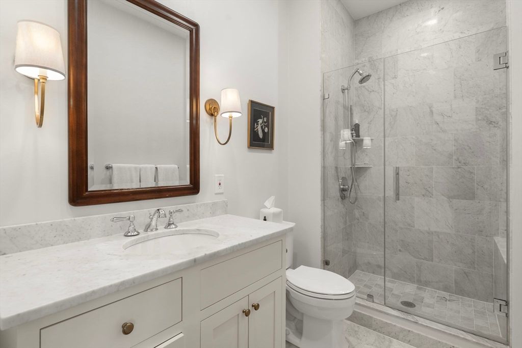 Bathroom, Glass Shower, Interior, Marble Walls