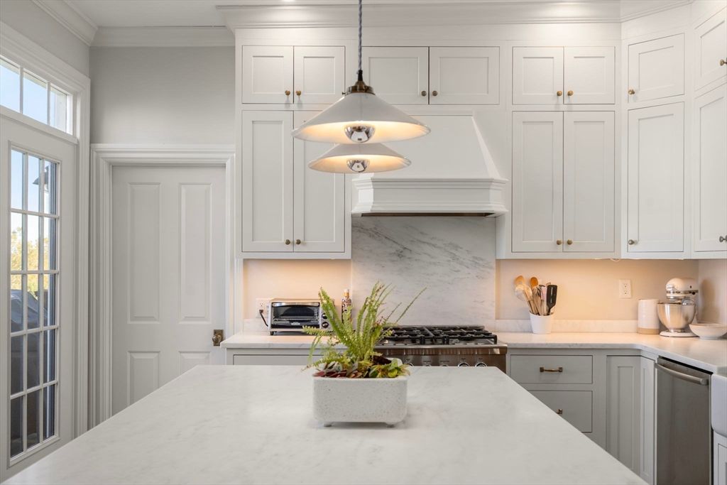 Interior, Kitchen, Marble Walls, Stainless Steel Appliances