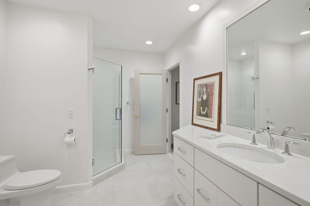Bathroom, Dual Sink Vanities, Glass Shower, Interior, Recessed Lighting