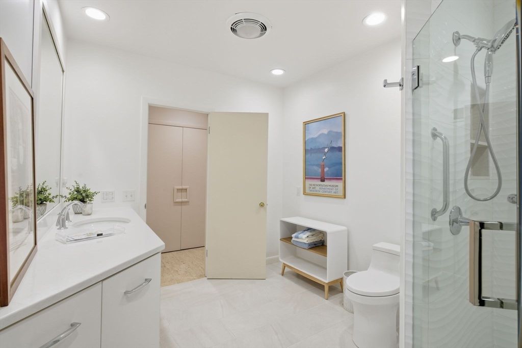 Bathroom, Glass Shower, Interior, Recessed Lighting