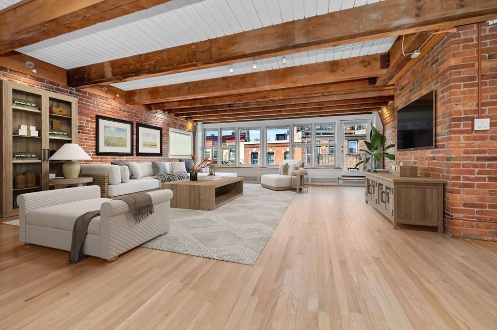 Interior, Living room, Stone Walls, Wooden Beams, Wood Texture Flooring