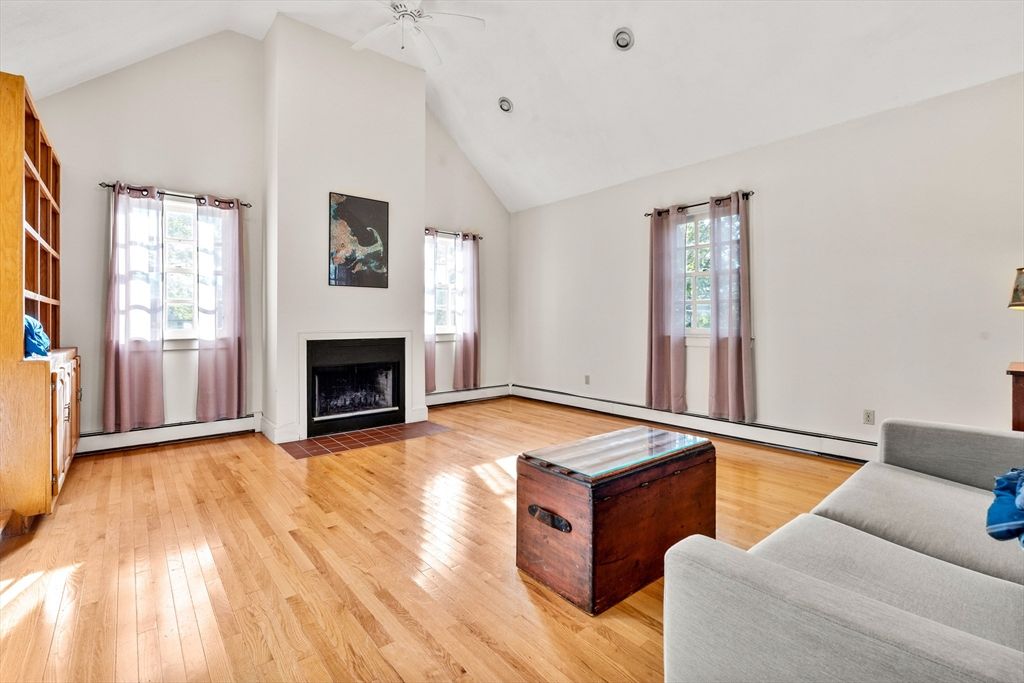 Fireplace, Interior, Recessed Lighting, Wood Texture Flooring