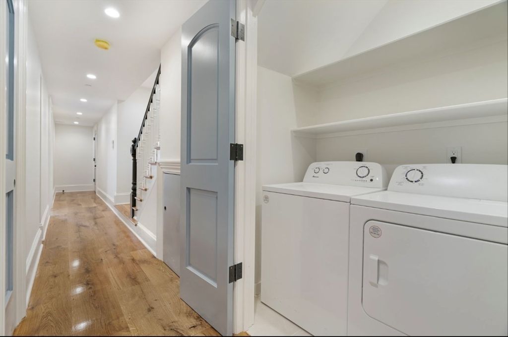 Interior, Recessed Lighting, Utility Closets, Washer, Wood Texture Flooring