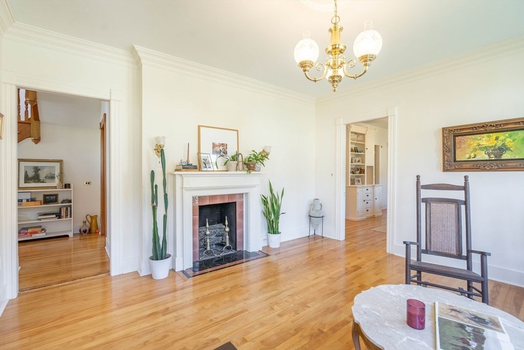 Chandelier, Fireplace, Interior, Wood Texture Flooring