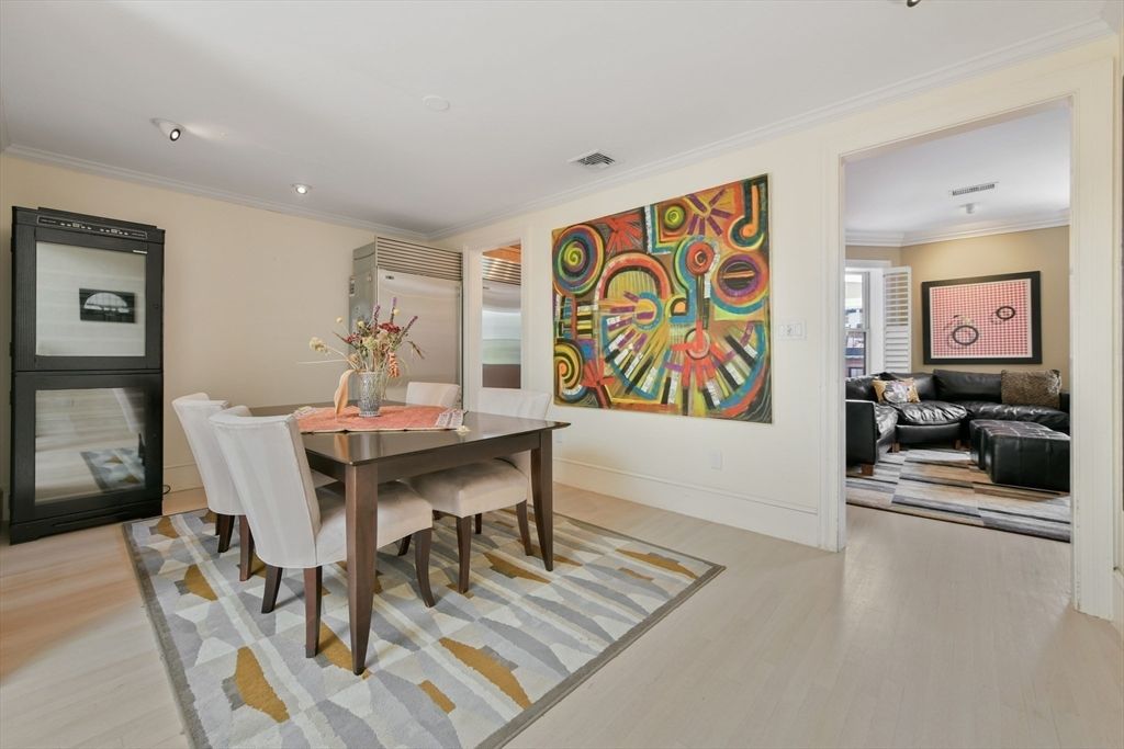 Dining room, Interior, Recessed Lighting, Wood Texture Flooring