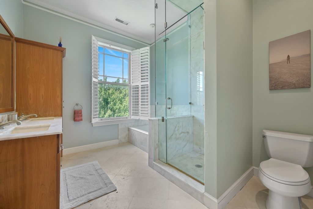 Bathroom, Glass Shower, Interior, Marble Walls