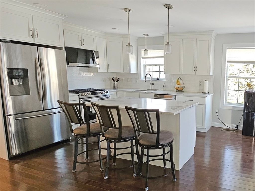 Interior, Kitchen, Pendant Lights, Stainless Steel Appliances, Wood Texture Flooring