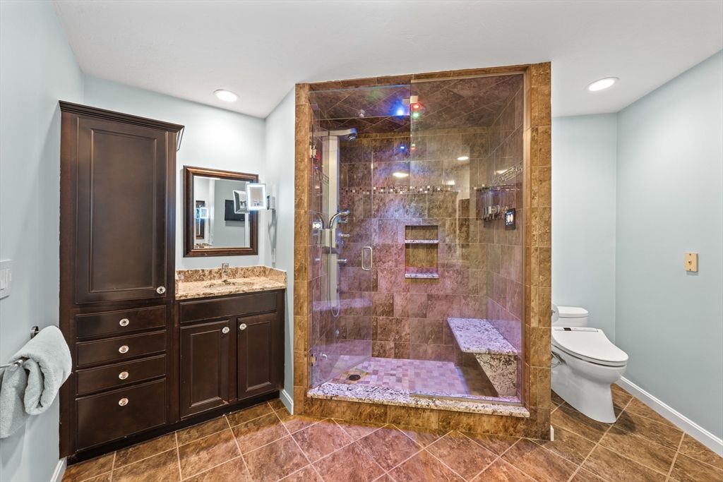 Bathroom, Glass Shower, Interior, Recessed Lighting