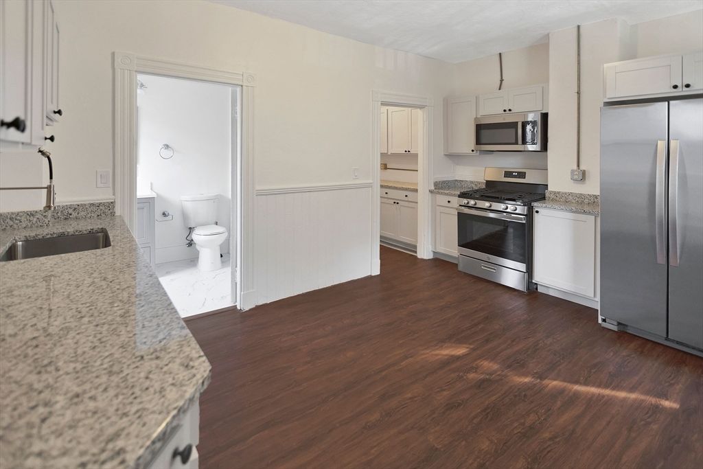 Interior, Kitchen, Stainless Steel Appliances, Wood Texture Flooring