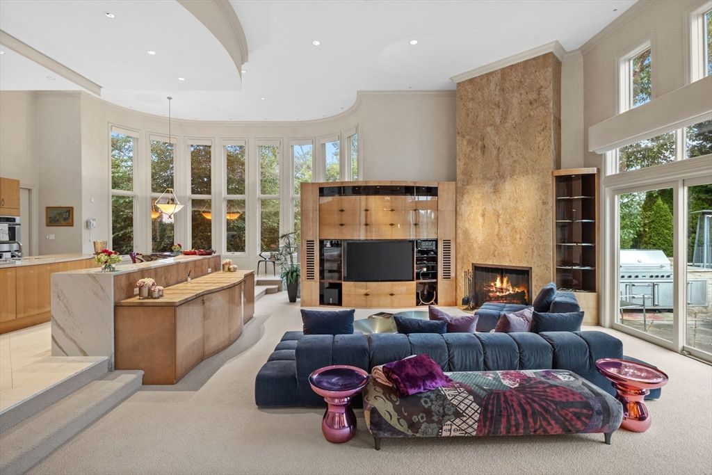 Fireplace, Interior, Living room, Pendant Lights, Recessed Lighting