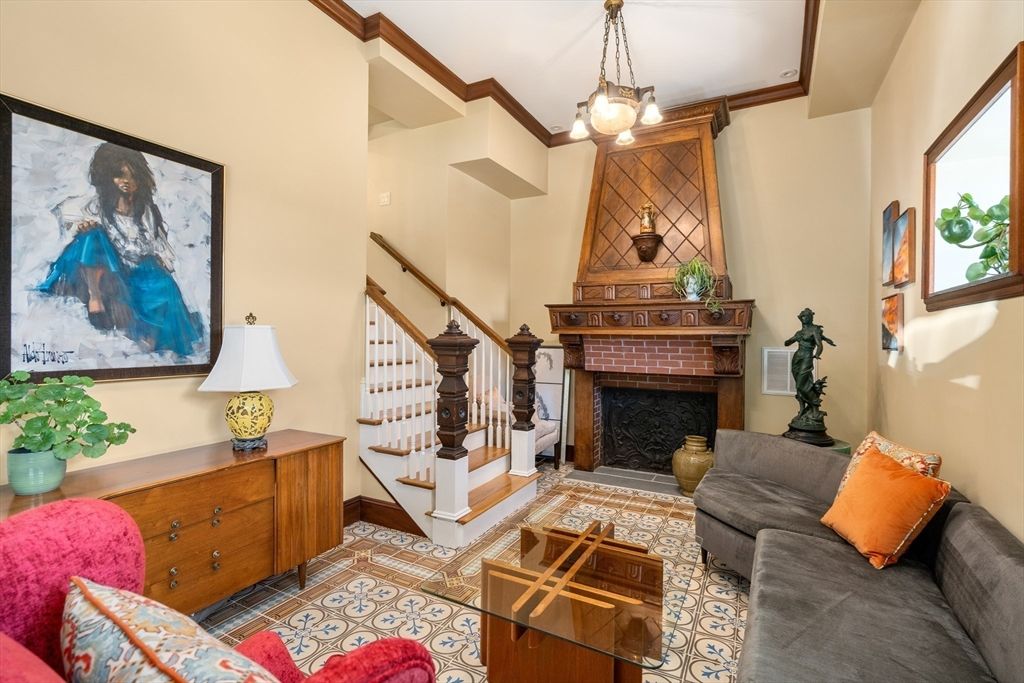 Fireplace, Interior, Living room, Pendant Lights