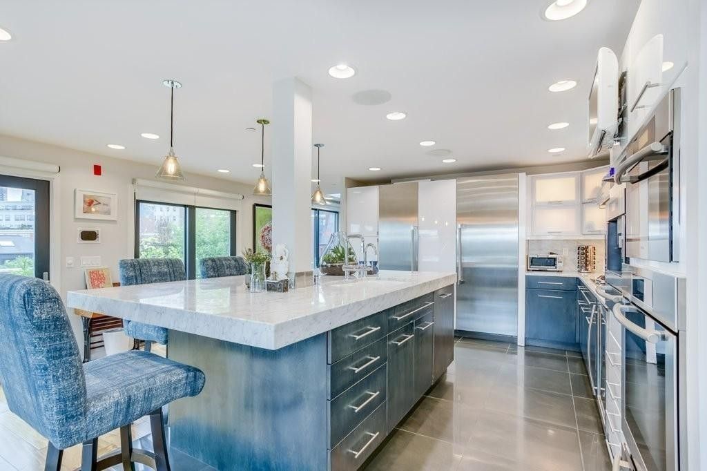 Interior, Kitchen, Pendant Lights, Recessed Lighting, Stainless Steel Appliances